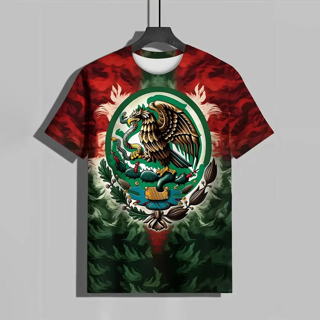 

Men's T-Shirt Mexican Eagle 3D Print Tops Summer Casual Short Sleeve Tees Fashion Street O-neck Pullover Male Oversized Clothing