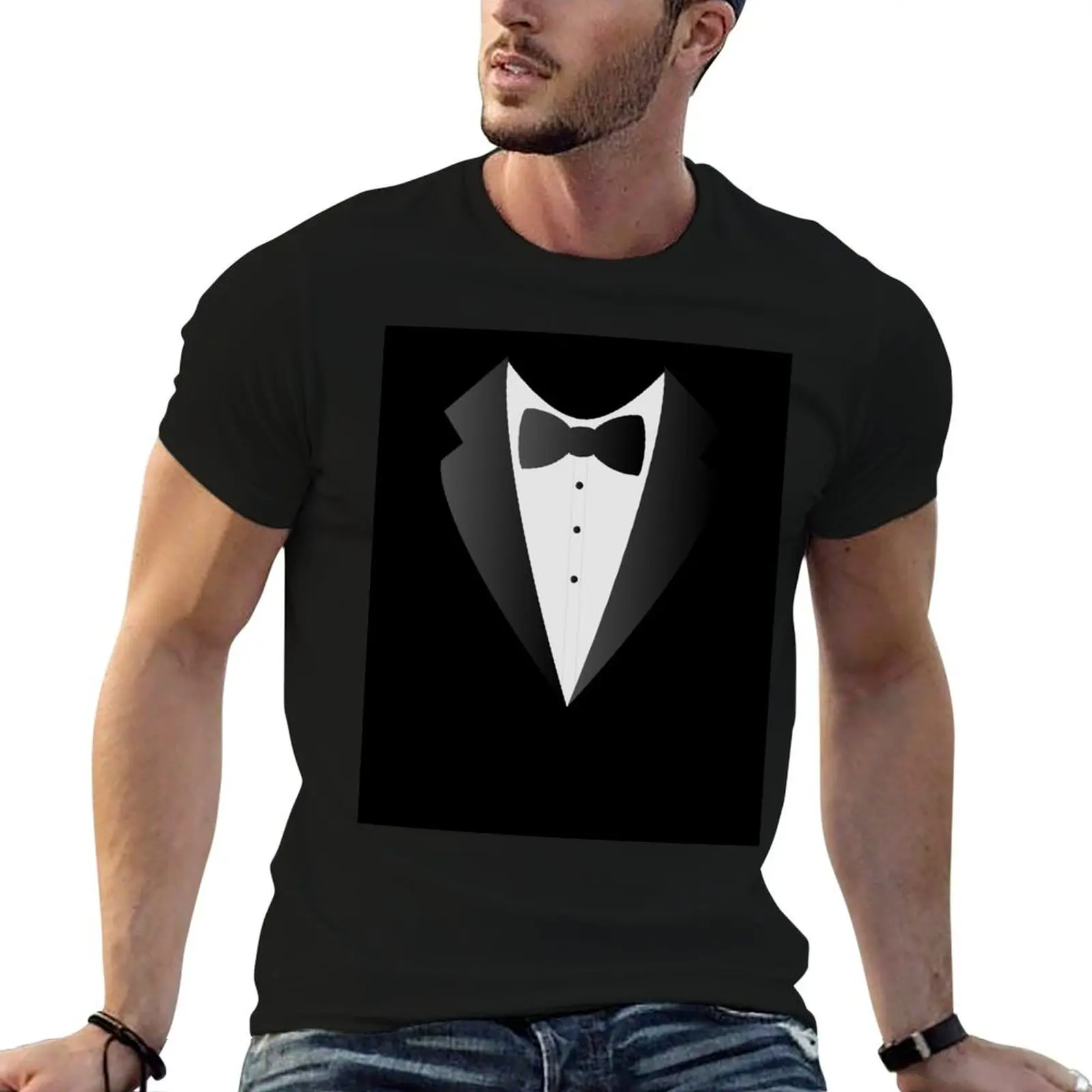 Bow Tie Design T-Shirt anime clothes rapper graphic tees anime stuff tops clothing for men