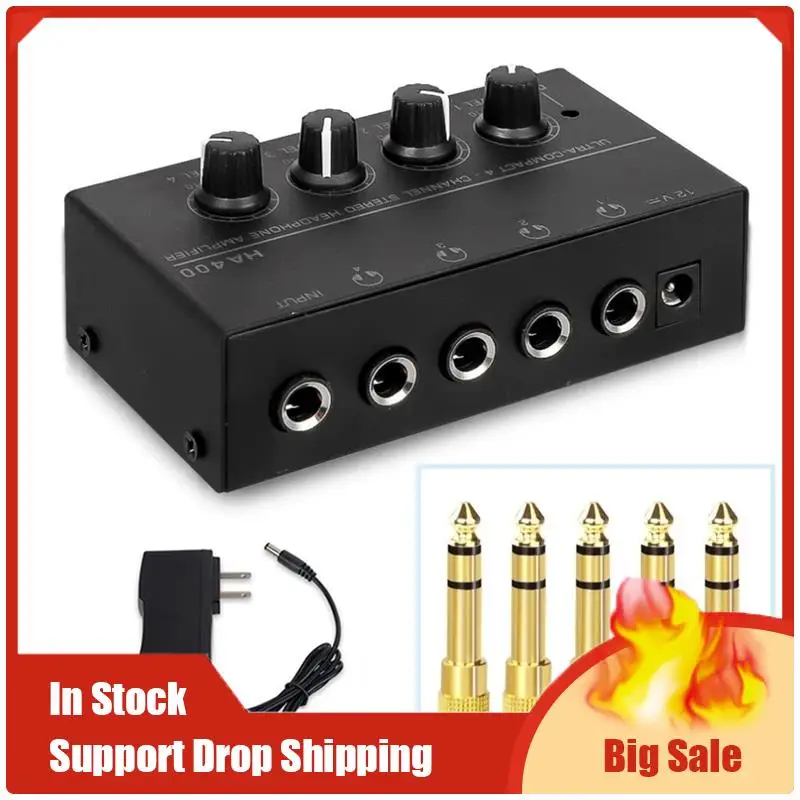 Top-Angebote: Mini-Stereo-Kopfhörerverstärker, 4 Kanäle, ultrakompaktes HA400-Audio, 6,5 mm auf 3,5 mm Klinkenkonverter im Lieferumfang enthalten, US-Stecker
