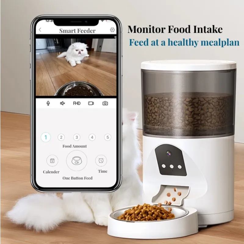 New design HD two voice interactive 4L 6L smart automatic pet feeder