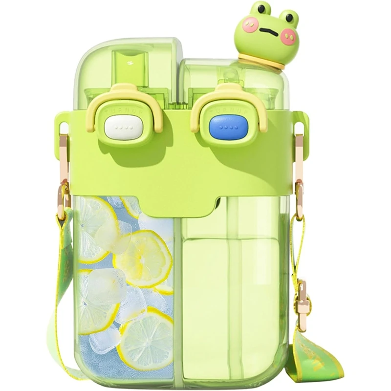 

Симпатичная бутылка для воды для детей, бутылка для воды для девочек, герметичная пластиковая чашка с двумя отделениями для школьных спортивных путешествий-VVNB