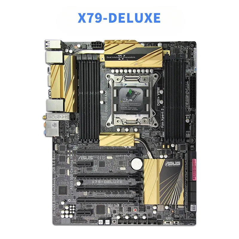 

For ASUS X79-DELUXE LGA2011 Motherboard 8xDDR3, WiFi/Bluetooth 4.0, Quad SLI/CrossFire, SSD Caching II, with SATA Cables