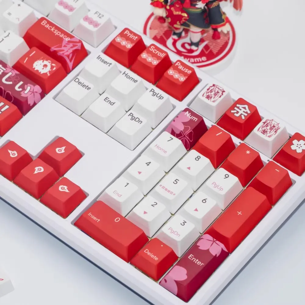 142 Keys/set Nakiri Ayame Key Caps PBT Dye Subbed Anime Gaming