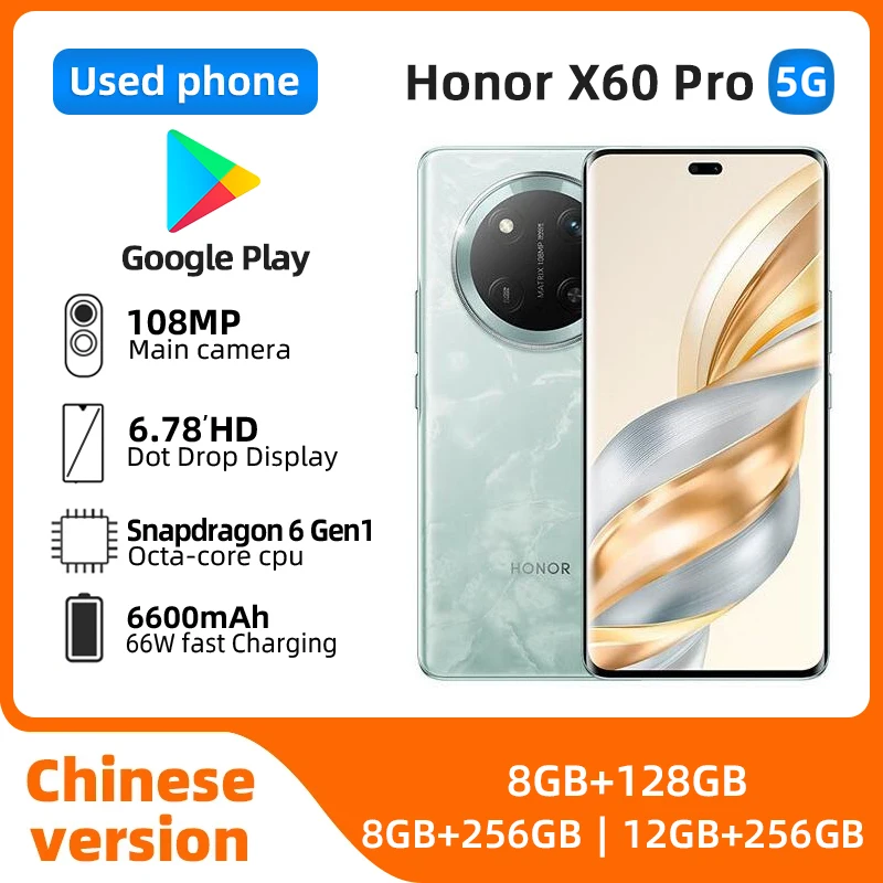 Honor X60 Pro 5g емкость аккумулятора 6600 мАч Android Snapdragon6 Gen1 6,78 дюйма 2700x1224px 108MP камера используется телефон Honor X60 Pro 5g емкость аккумулятора 6600 мАч Android Snapdragon6 Gen1 6,78 дюйма 2700x1224px 108MP камера используется телефон