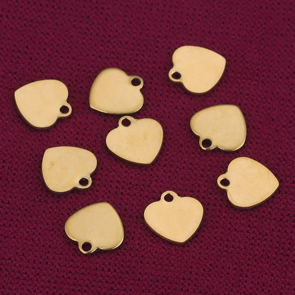 20pcs Stainless Steel Small Flat HeartCharms Pendant for DIY Jewelry Making Necklace Ornaments Bracelet End Tail Charm Supplies