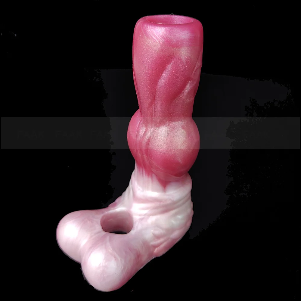 FAAK Silicone Penis Wearable Sleeve Dog Knot Hollow Dildo Colorful Fantasy Sheath Strecthable Cock Enlargement Sex Toys For Men