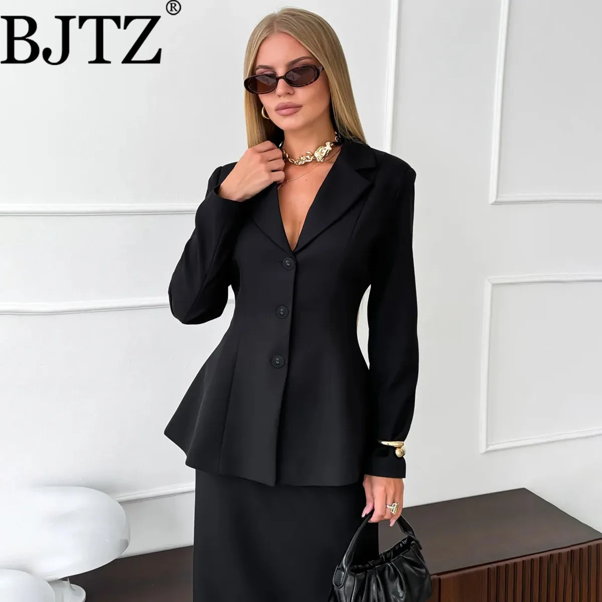 

BJTZ Women Classic Skirt Jacket Set Spring Autumn 2026 New Elegant Office Commute Two Piece Ladies Fashion Suit Outfit