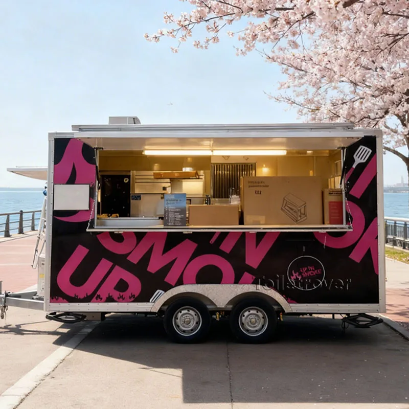 

Unique Custom Mobile Food Truck Hot Dog Hamburger Cart Electric Food Trailer with Full Kitchen