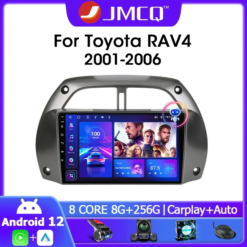 

Автомобильный радиоприемник JMCQ 2 Din Android 12,0 для Toyota RAV4 Rav 4 2001-2006 мультимедийный видеоплеер GPS навигация 4G Carplay головное устройство