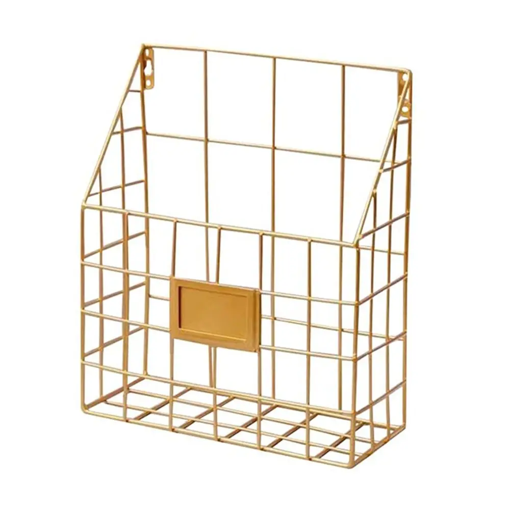 

Useful Wall Mounted Magazine File Holder Easy To Install Metal Mesh Wire Basket Lightweight Label Plate Mail Organizer Door