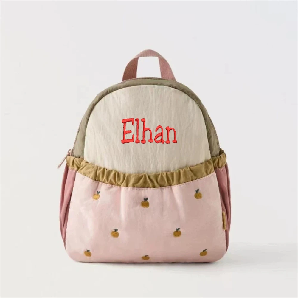 

New Little Apple Embroidered Fashionable Cute Lightweight Children's Trendy Backpack Personalized Any Name Kid's Gift Backpack