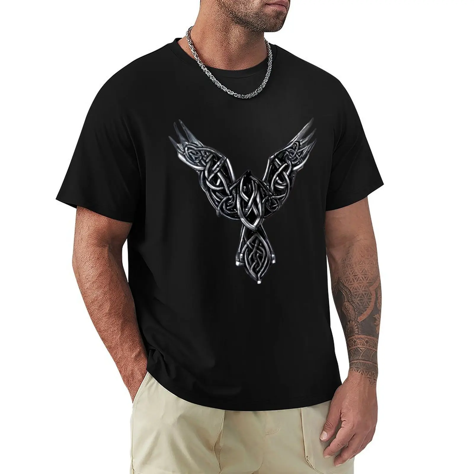 

Silver Raven Celtic Knot: A Symbol of Magic and Transformation T-Shirt Lightweight Print T-Shirt