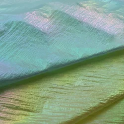 Colorful Gradient Pearlescent Down Jacket Fabric Metallic Bright Leather Wrinkled Sewing Fabric