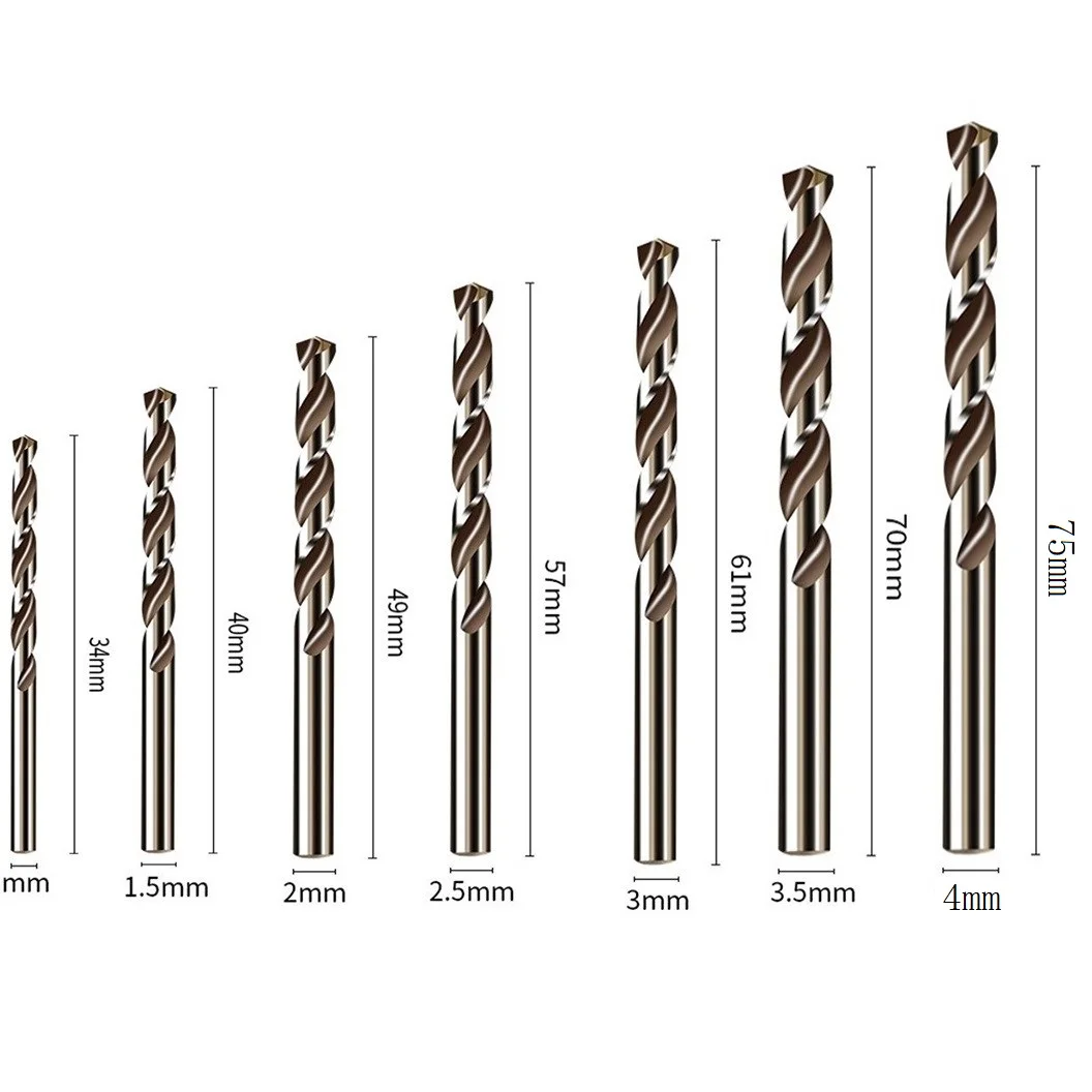 5pc For M35 Cobalt Drill Bit Set For Stainless Steel Metal Wood Hole Cutter 1mm-4mm 135 Degree Split Point Tip Power Tools Parts