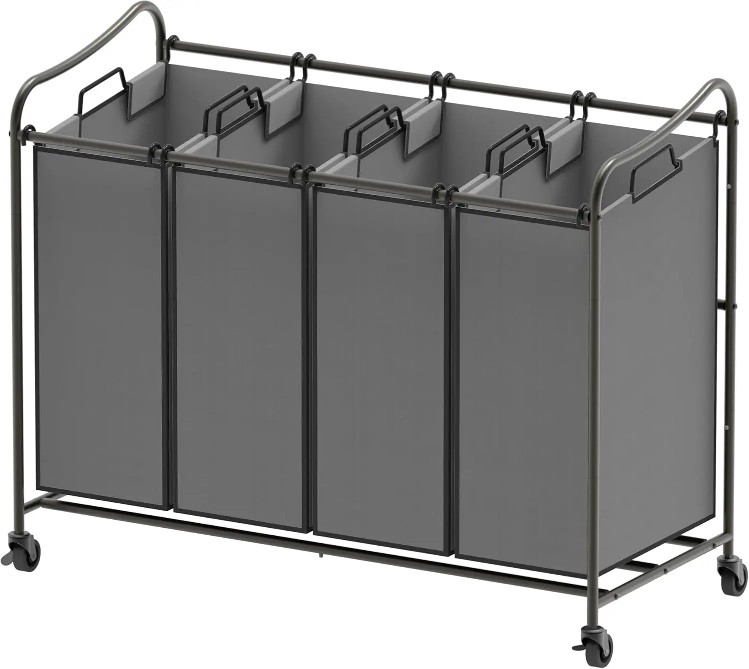 

Heavy Duty 4-Bag Rolling Laundry Sorter Cart with Brakes, Dark Grey - Durable Steel Frame & Large Capacity