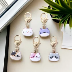 Cute Cartoon Metal Enamel Cat Pendant Keychain Animal Kwaii Kitten Charms Keyrings Backpack Ornaments Car Trinket Accessories