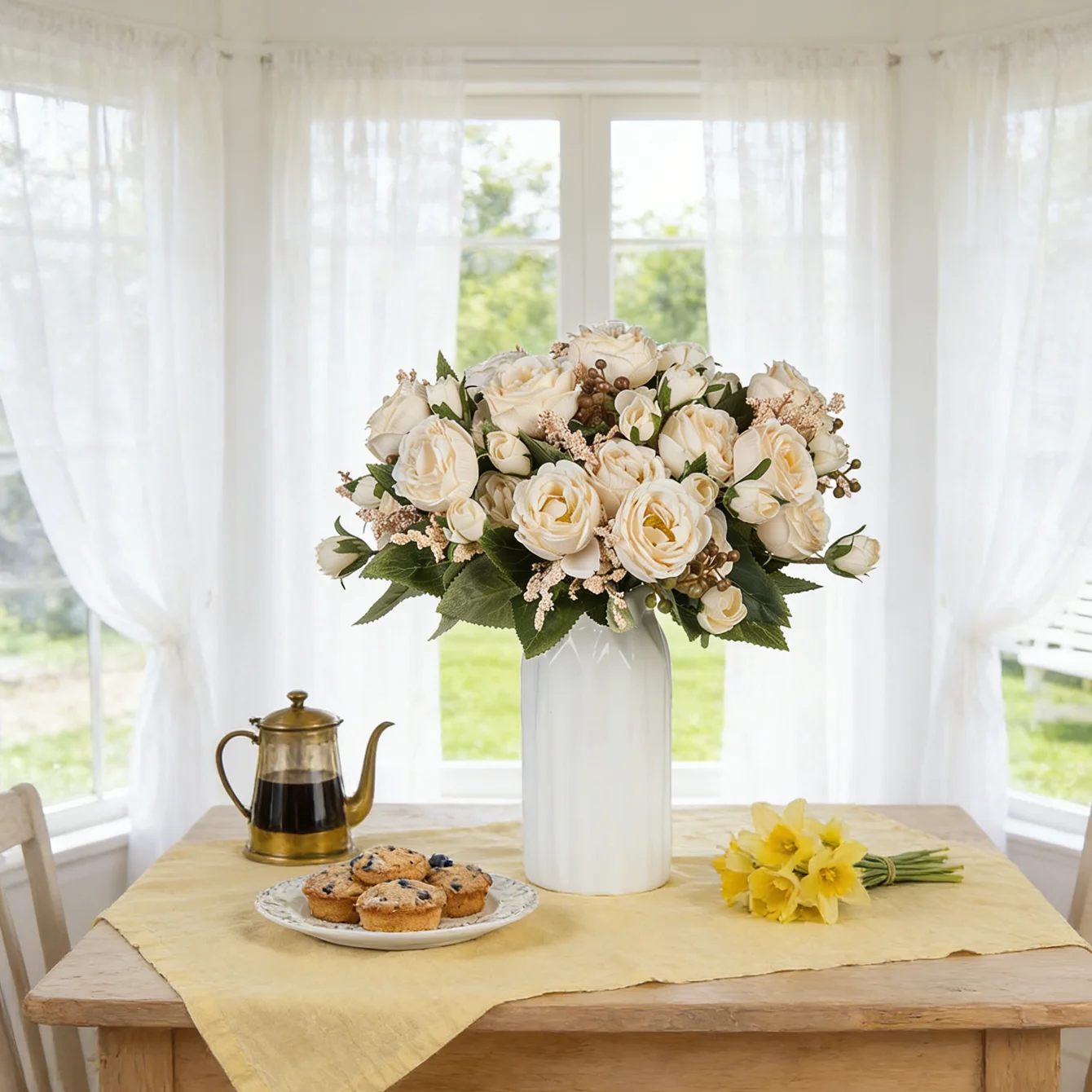 3 Stück Künstliche Blumen aus Seide, Pfingstrosen für Zuhause, Zimmer, Garten, Tisch, Herbst, Halloween, Dekoration, DIY Hochzeitskranz, Brautstrauß, Geschenk – Detail 6