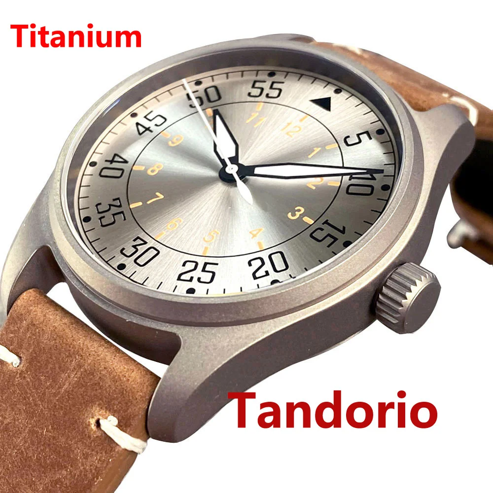 Light 39mm Titanium Case Sapphire Glass 20ATM Diving NH35A PT5000 Auto Pilot Business Men\'s Watch Leather 55.9g Vintage Luminous