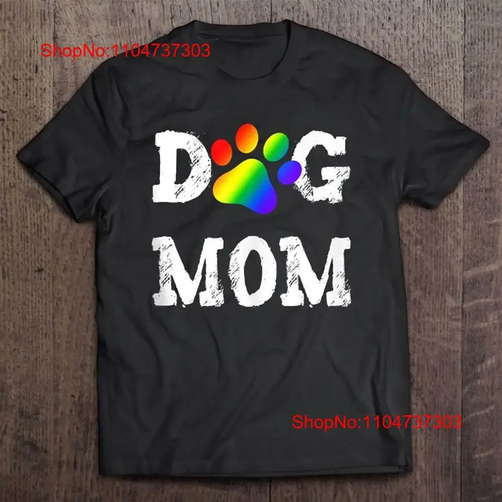 Lgbt Dog Mom Lesbian Gay Pride Rainbow Paw Print Mother T Shirt Mother821 vintage Washed Slightly fashion graphic Versatile