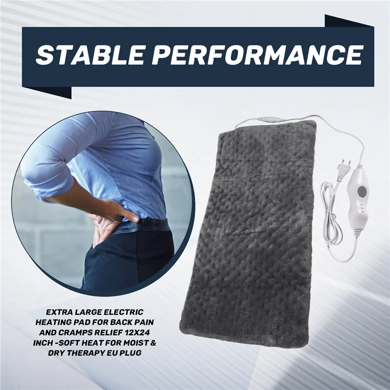 HIM-Extra großes elektrisches Heizkissen zur Linderung von Rückenschmerzen und Krämpfen, 30,5 x 61 cm, weiche Wärme für feuchte und trockene Therapie