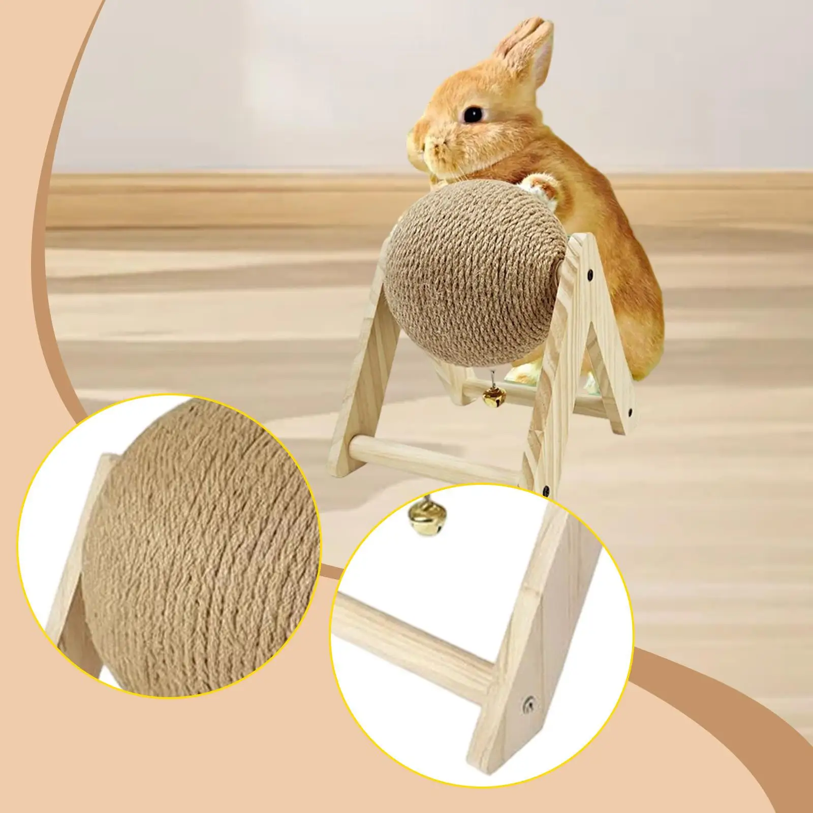 Rascador con bola de sisal para gatos y mascotas pequeñas