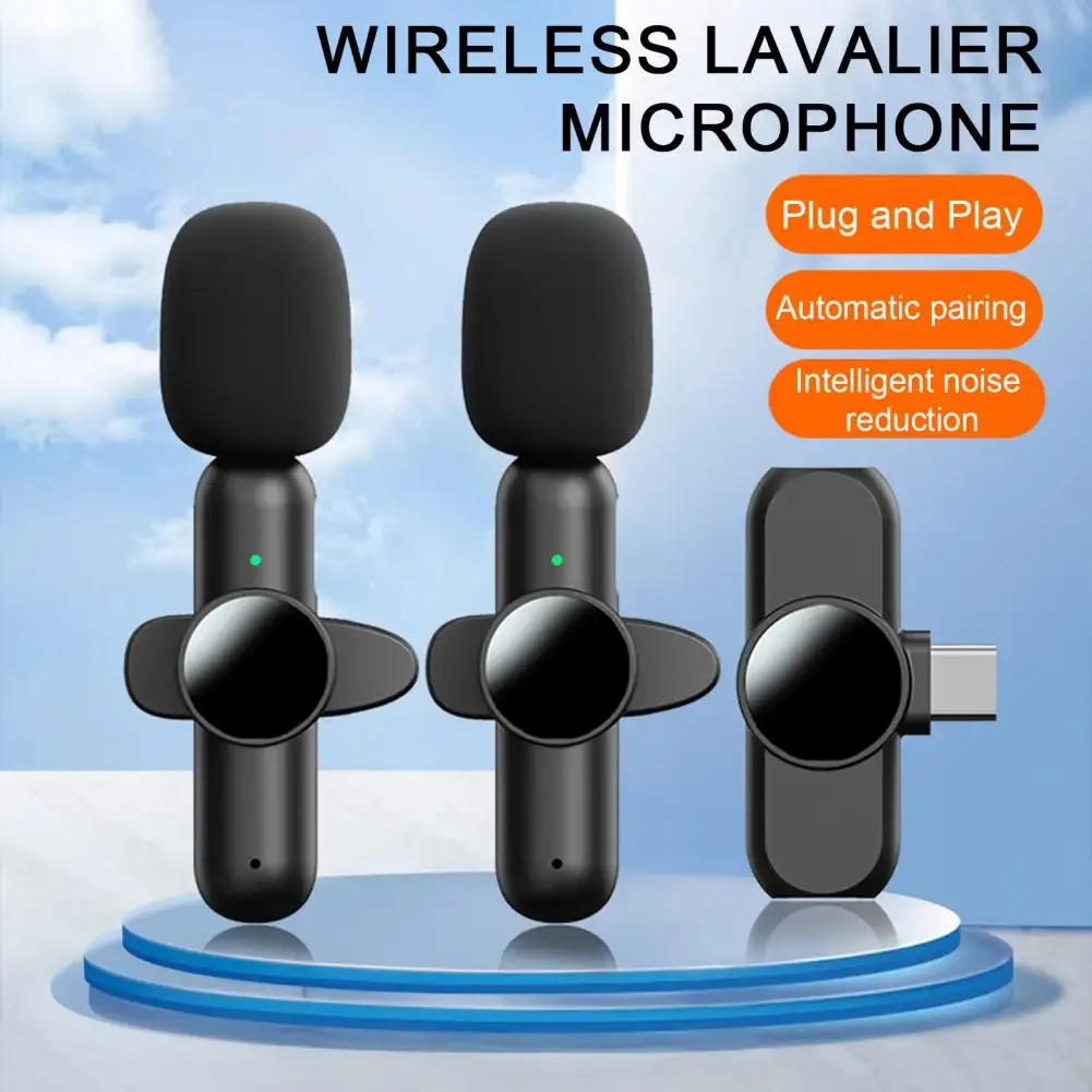 Wireless Lavalier Microphones Noise Reduction 20m Signal Range Clear Sound Quality Clip Mic for Recording