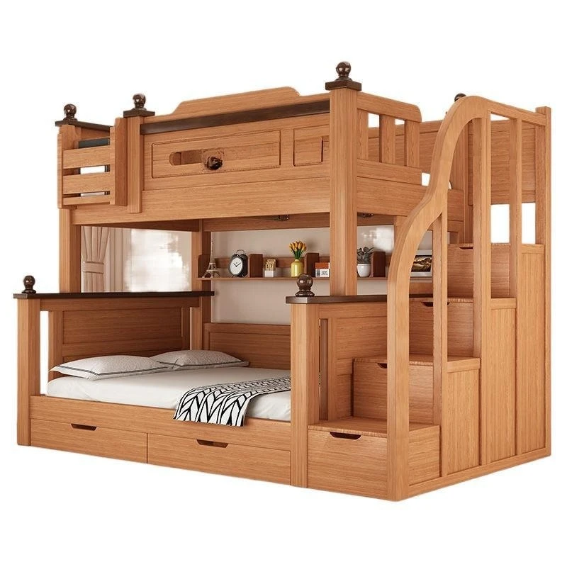 Children's solid wood thickened bunk bed half-height bed children's mother and child bed home multi-functional high