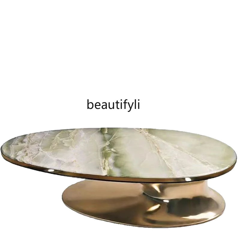 

Modern Nordic Simple Oval Coffee Duck Tongue Art round Tea Table Villa Coffee Sales Office Reception Tea Table