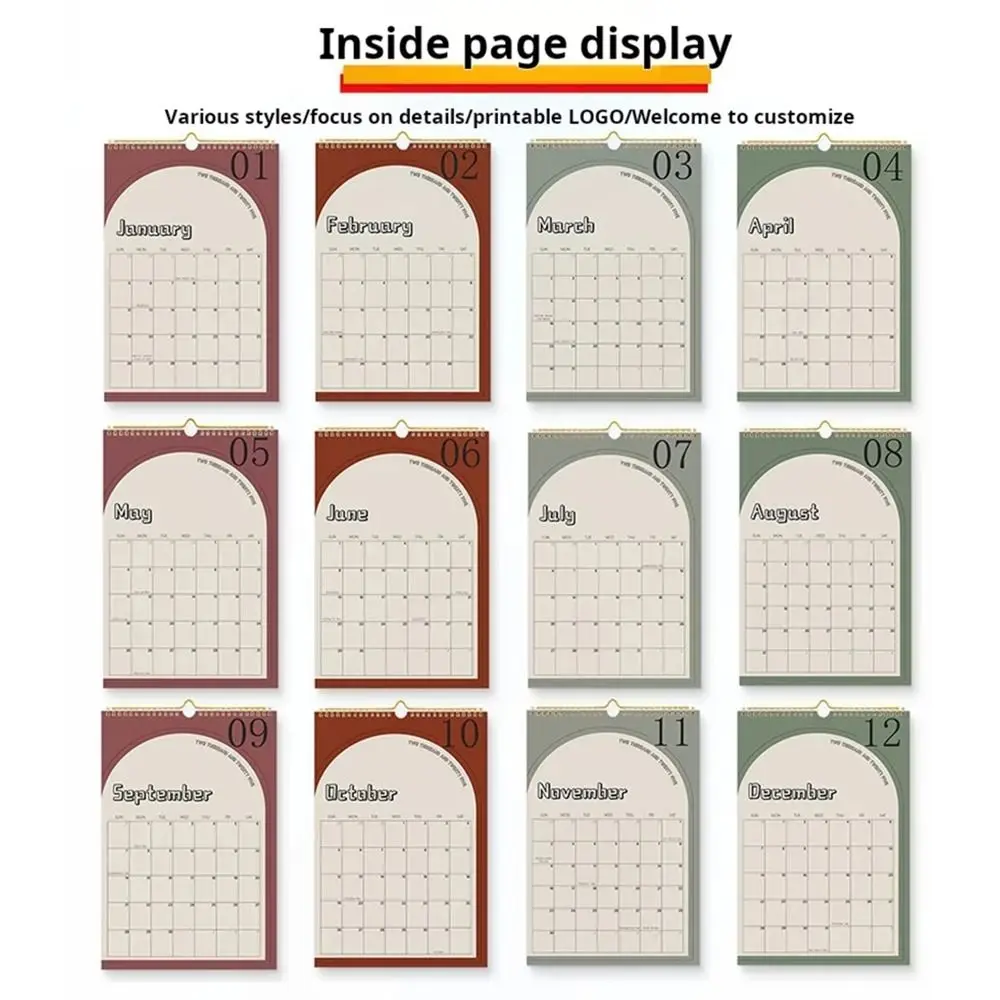 Calendario de pared creativo 2025, planificador en inglés, calendario de pared mensual portátil, planificador minimalista de lista de tareas