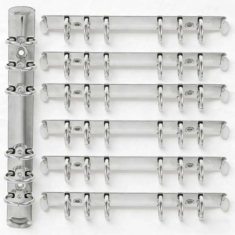 7Pcs Loose Leaf Binder Mechanism A6 6 Ring Metal Spine Inserts for Notebook Planner Binder Ring Clip Stationery Organization