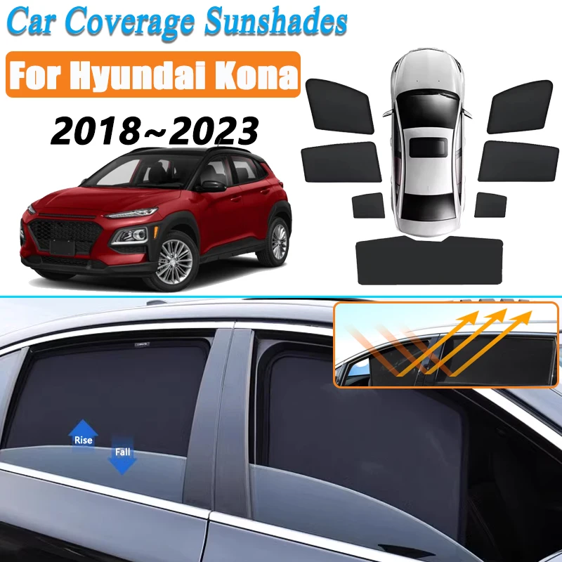 

For Hyundai Kona OS 2018~2022 2023 Encino Car Mesh Sun Shades Magnetic Sunshades Windshield Side Window Visor Tools Accessories