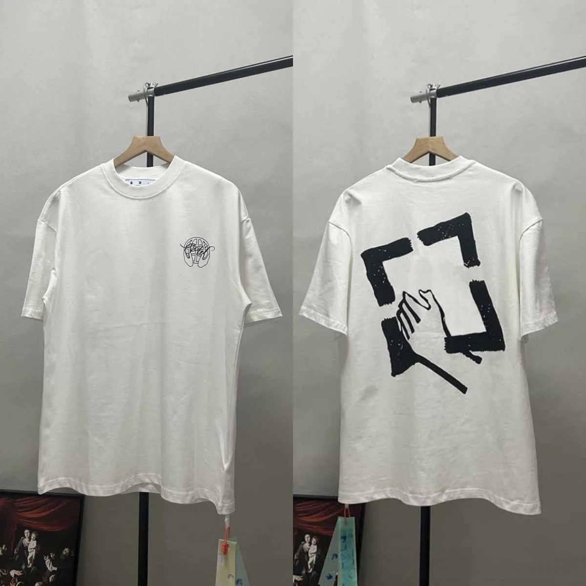 

Модная брендовая ручная футболка с короткими рукавами и принтом стрелок для мужчин и женщин, футболки большого размера в стиле хип-хоп, из них хлопка