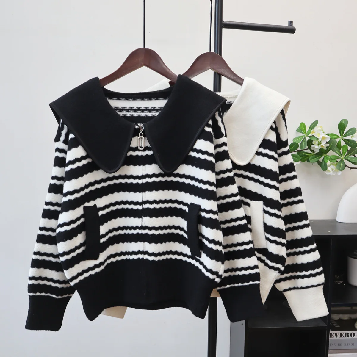 

Women Coat Cardigan Sweaters Coats Turn Down Collar Zipper Jackets Jumpers Y2k Streetwear Elegant Casual Work Autumn Winter