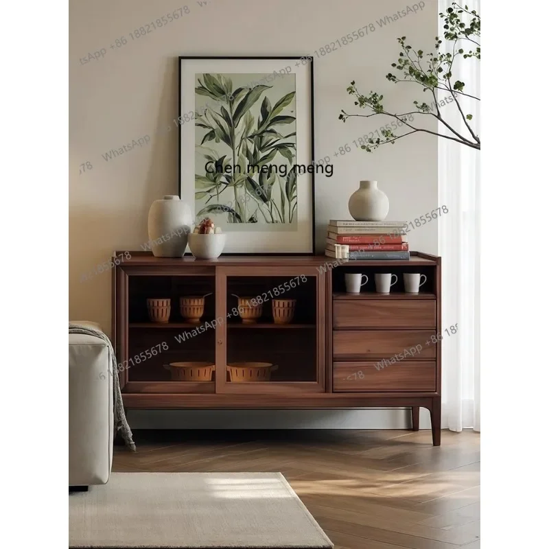 

X Solid wood sideboard, small apartment living room, home wall storage, storage and tea cabinet