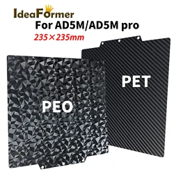 For AD5M/AD5M pro 235x235mm Smooth Build Plate Pet Peo Sheet Spring Steel Double 3D Printing Diamond Plate