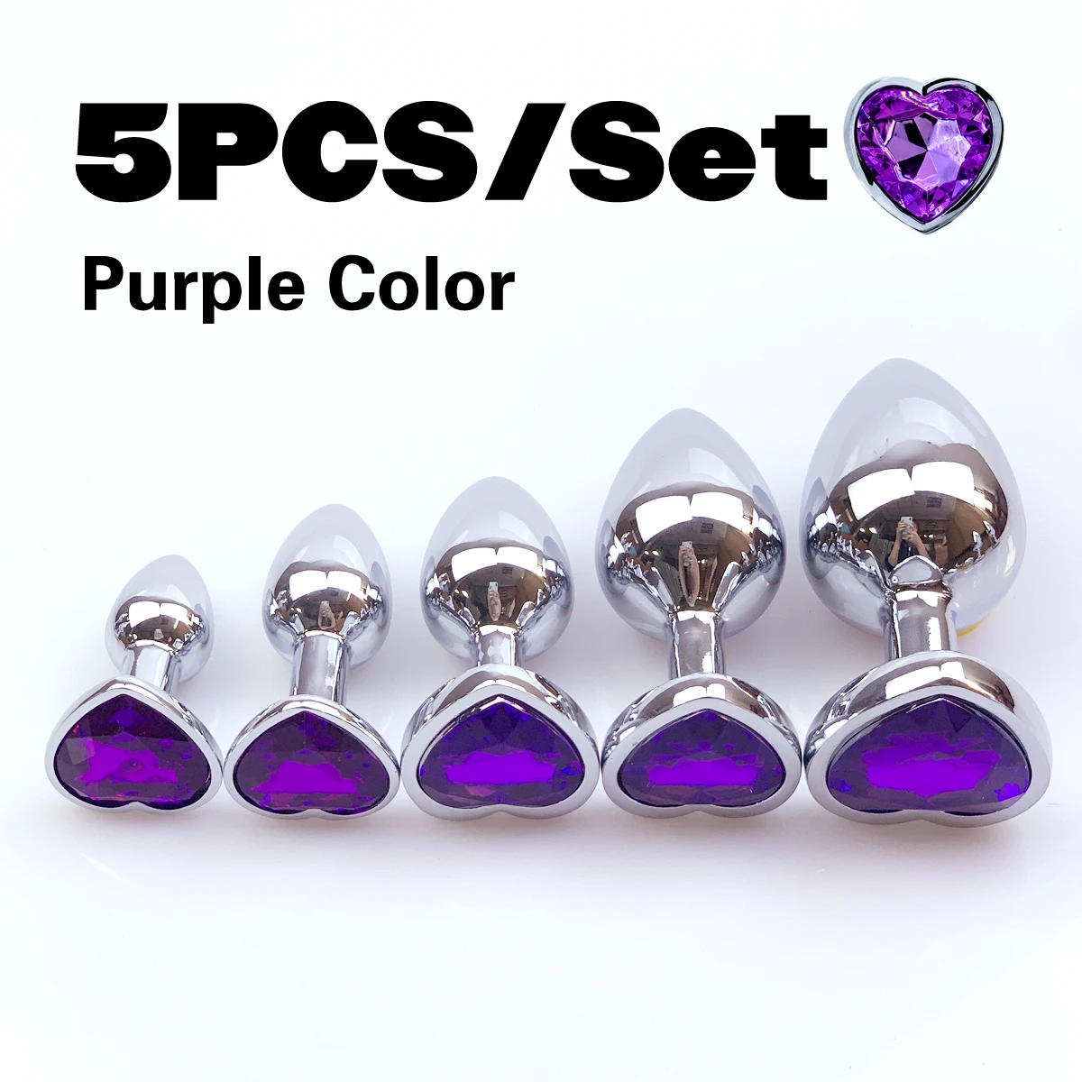 المكونات المعدنية الشرج القلب كريستال المبتدئين للخبير 5 حجم بعقب المكونات الكبار لعبة الذيل الإناث/الذكور قضبان اصطناعية الجنس لعب الأزواج الكبار لعبة