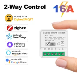 Tuya-Zigbee 3.0スマートライトスイッチ,自動化モジュール,双方向制御,スマートライフ,Alexa, Google Home, 16A, DIYをサポート