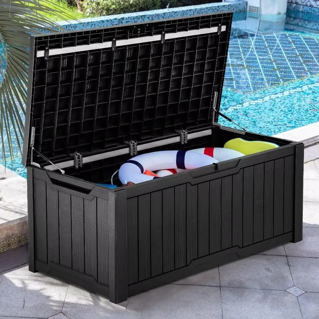 120 Gallon Outdoor Storage Deck Box, Large Resin Patio Storage for Outdoor Pillows, Garden Tools and Pool-Supplies, Waterproof,