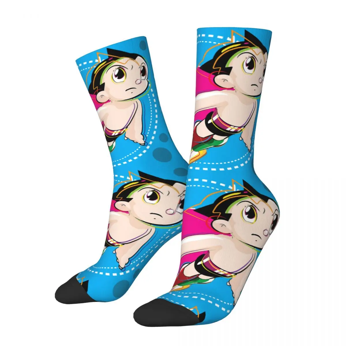 Happy Men's Compression Socks Robot Kid! Vintage Harajuku Tetsuwan Atom Anime Astro Boy Manga Hip Hop Seamless Crew Crazy Sock