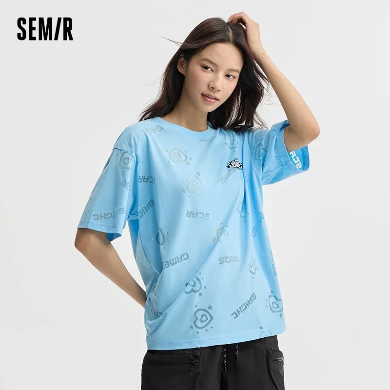 Semir Women Mid-Length T-Shirt Loose And Design-Oriented Top Letter Print Top Tees Women 2024 New Arrival