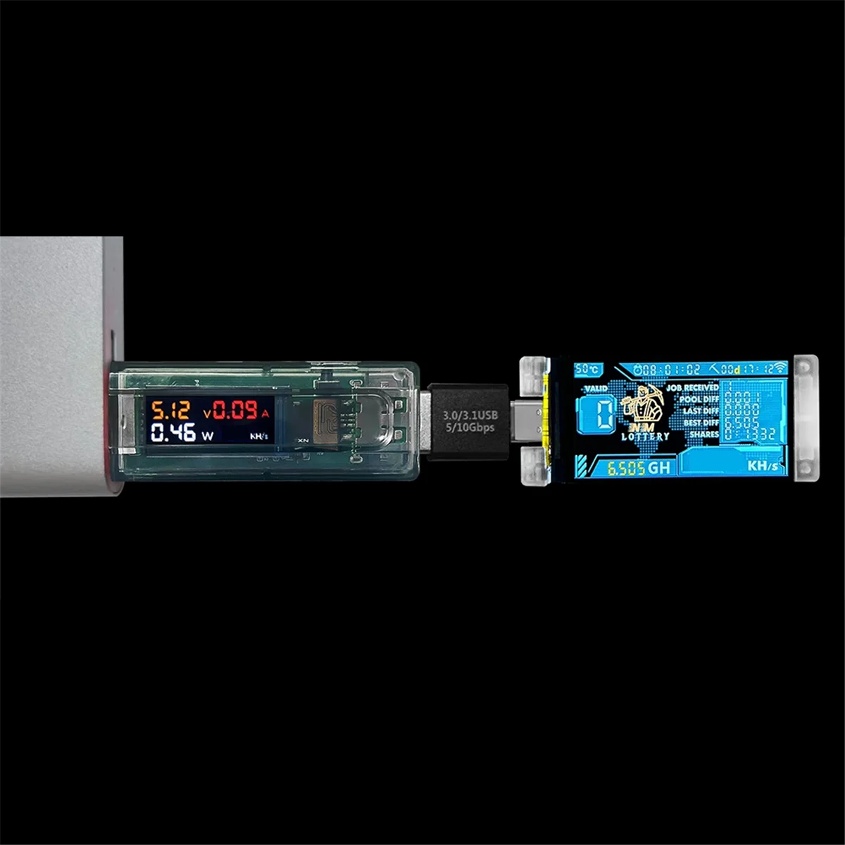 

N22R_NMMiner Miner 265kH/S+NerdMiner V2 307KH/S USB Chain Crypto Miner