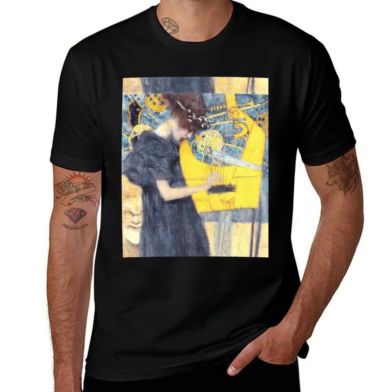 

HD. Music, by Gustav Klimt . HIGH DEFINITION T-Shirt cotton t shirts man 100% man t shirt cotton high quality