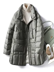 2024 nuove donne di inverno leggero 90% piumino d'anatra bianca ultraleggero casual caldo allentato piumino cappotto femminile Parka