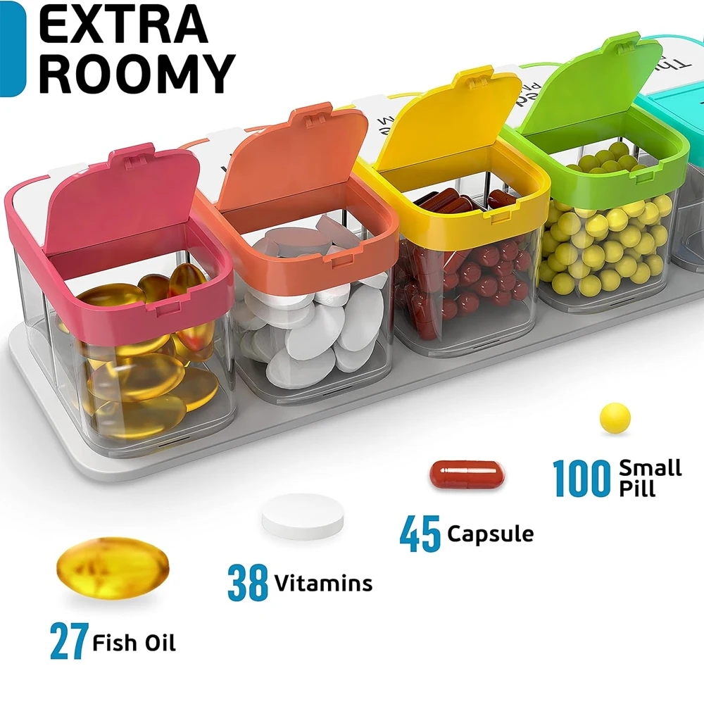 Extra Large Weekly Pill Organizer,7 Day Am Pm Jumbo Pill Case, Daily Medicine Big Pill Holder Twice A Day Oversized for Vitamins