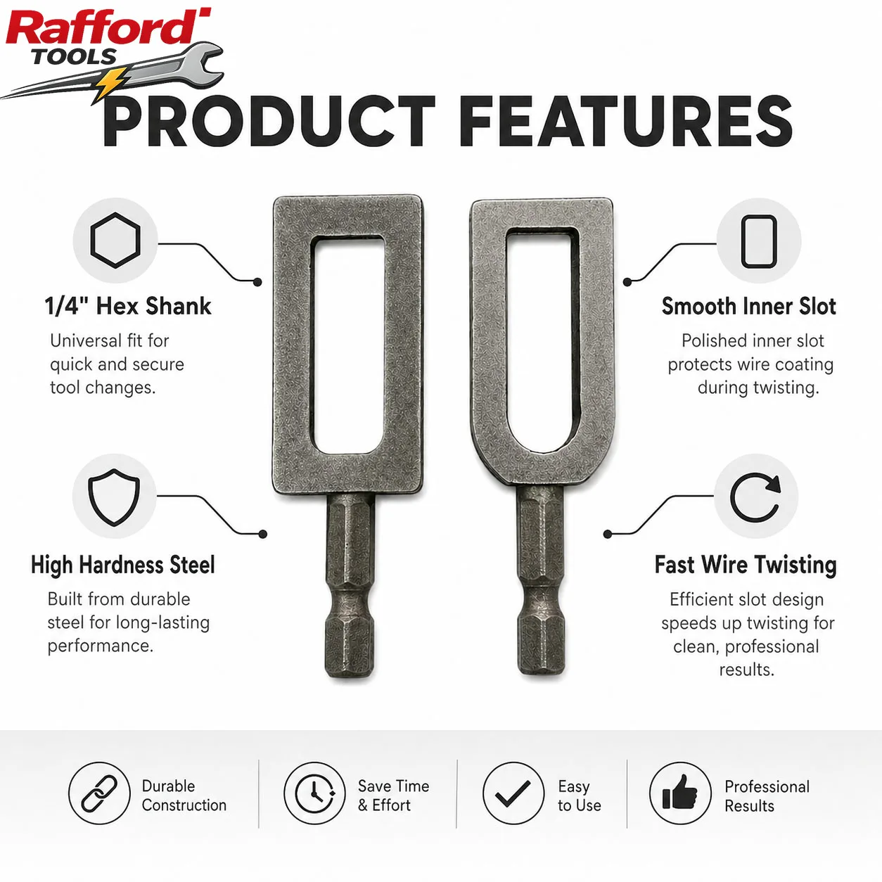 Rafford 1/4 Inch Hex Shank Wire Twister Drill Attachment, 9#/11# Rebar Tie Wire Winder Tool for Fence Repair & Construction