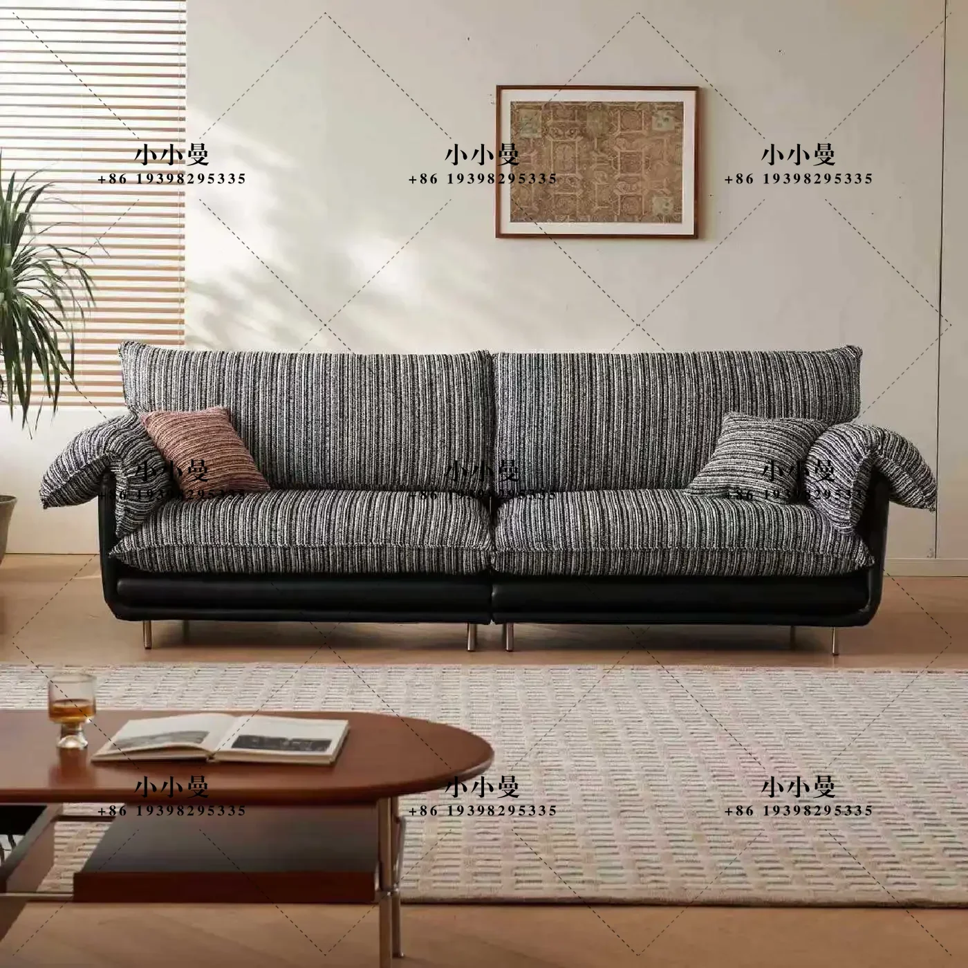 Modern vintage-style fabric for the living room, detachable and washable small apartment sofa