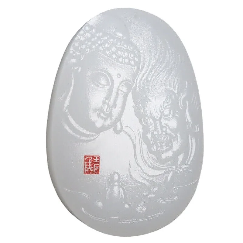 Afghanistan Jade Guanyin Hanger Witte Jade Hanger Guanyin Ketting Hanger Jade Merk Afghanistan Jade Hanger