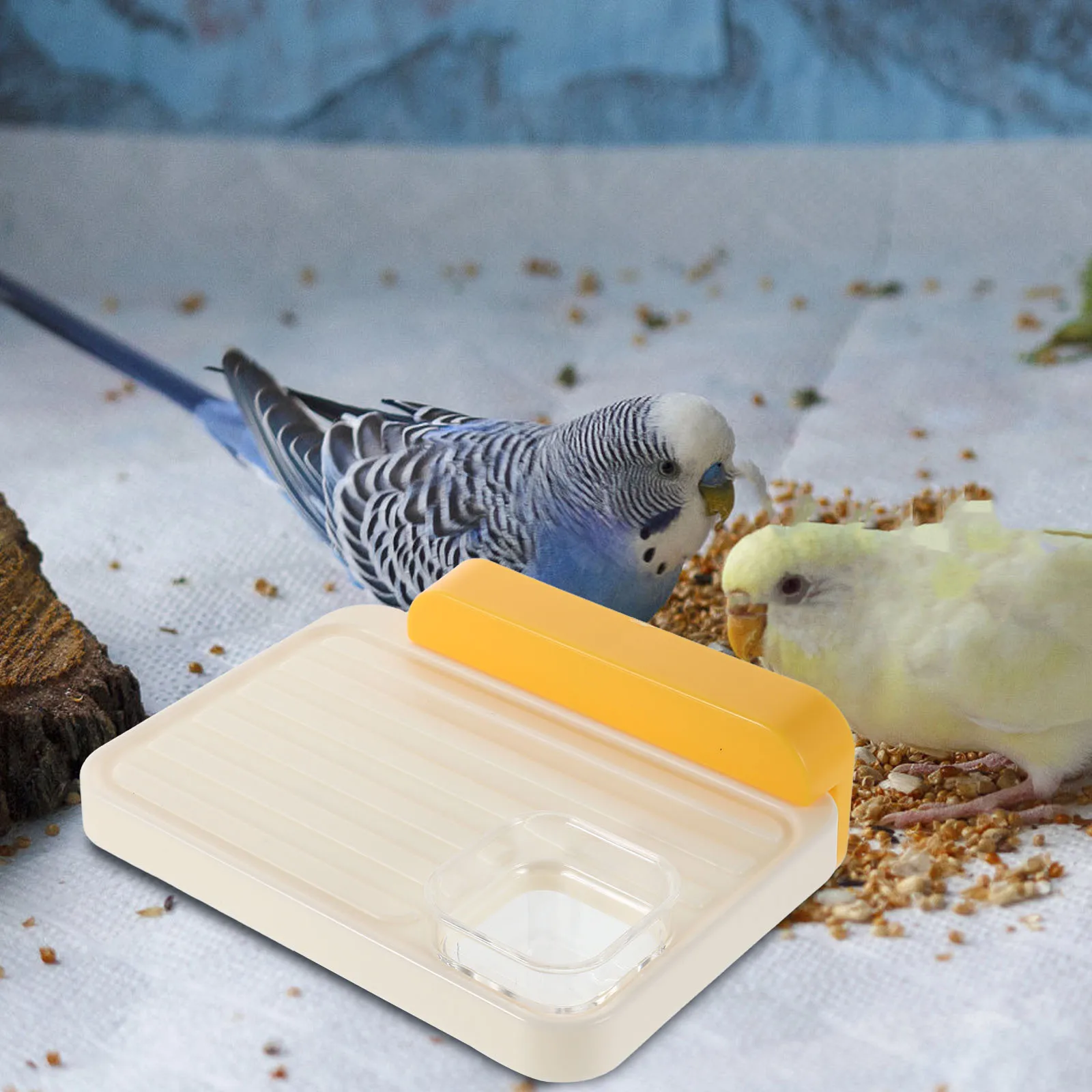 

Multifunctional Bird Perch Stand For Parrots Parakeets Platform With Removable Cup Plastic Hanging Feeder Station Space Saving