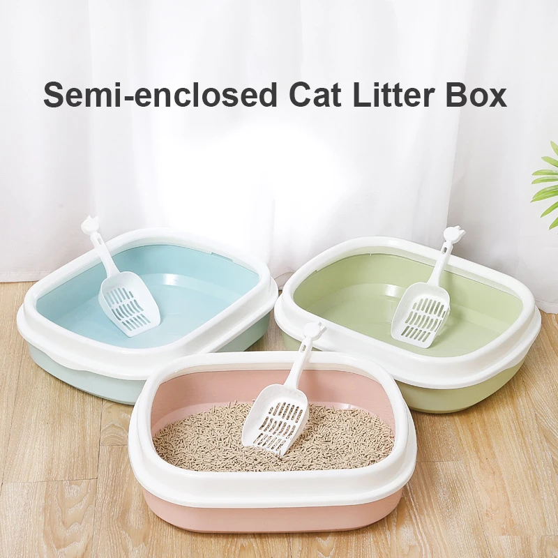 

Cat Litter Box Portable Bedpan PP Resin Removable Semi-enclosed Cat Toilet Easy to Clean Tray Bedpan Pet Products