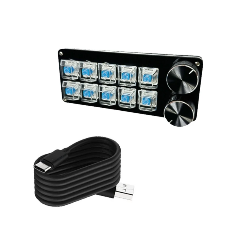 2개의 손잡이가 있는 프로그래밍 가능한 매크로 키보드, 기계식 게임 키패드, 핫 스왑 가능 스위치, 와이어 맞춤형 제어 패드